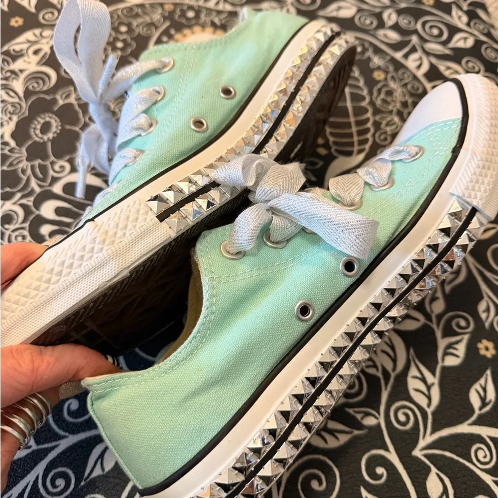 Converse Mint Green Sneakers with Studded Detail - Picture 4 of 10